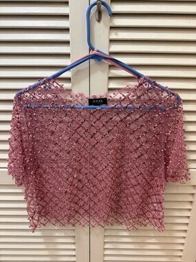 Julia Embellished Pink Mesh Top